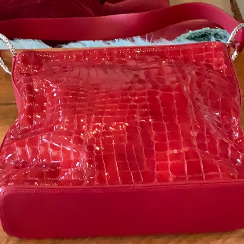 Brighton Red Gator Embossed Leather Handbag Lovely